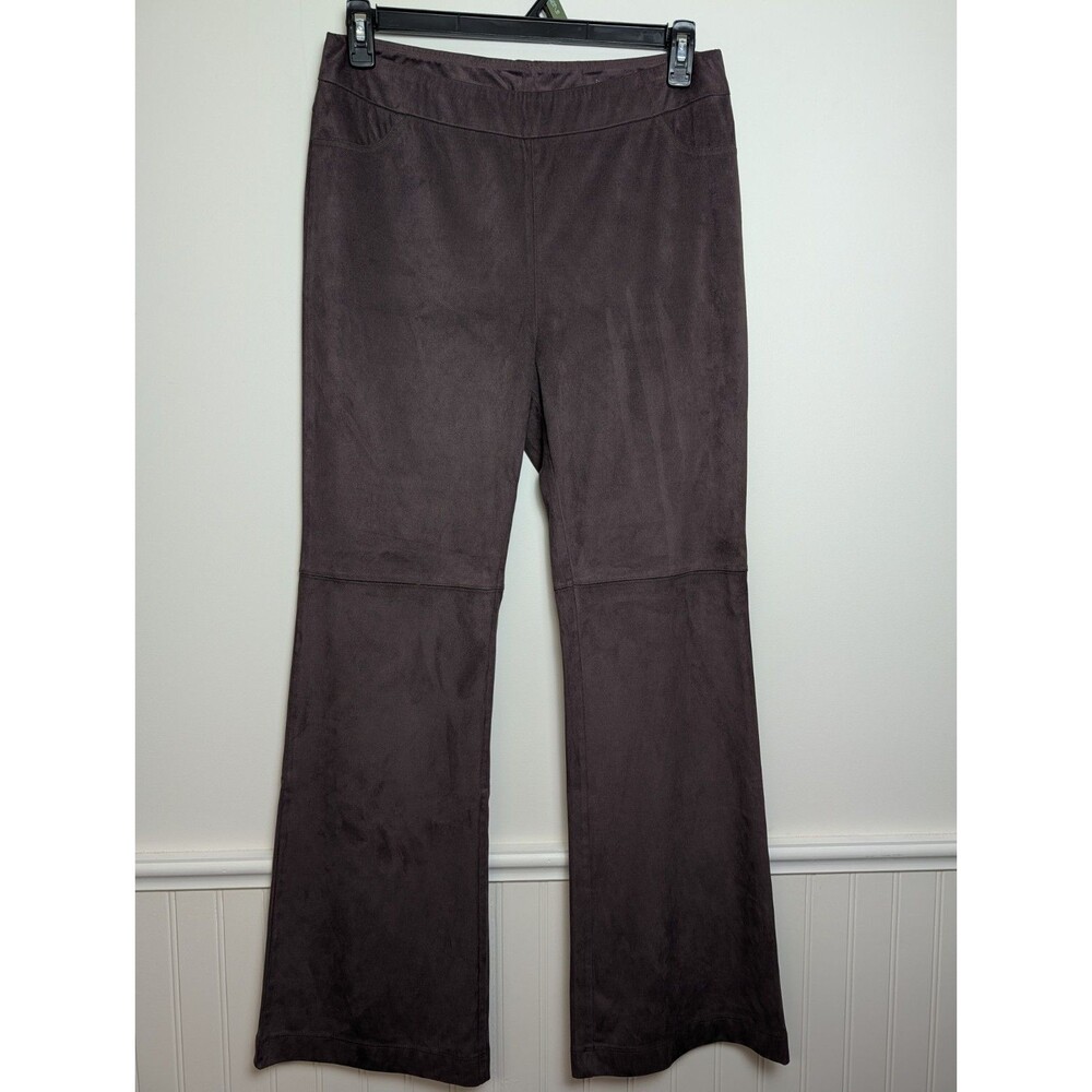 Soft Surroundings Women's Pants Medium Pull On Bootcut Plum Suede Feel Stretch